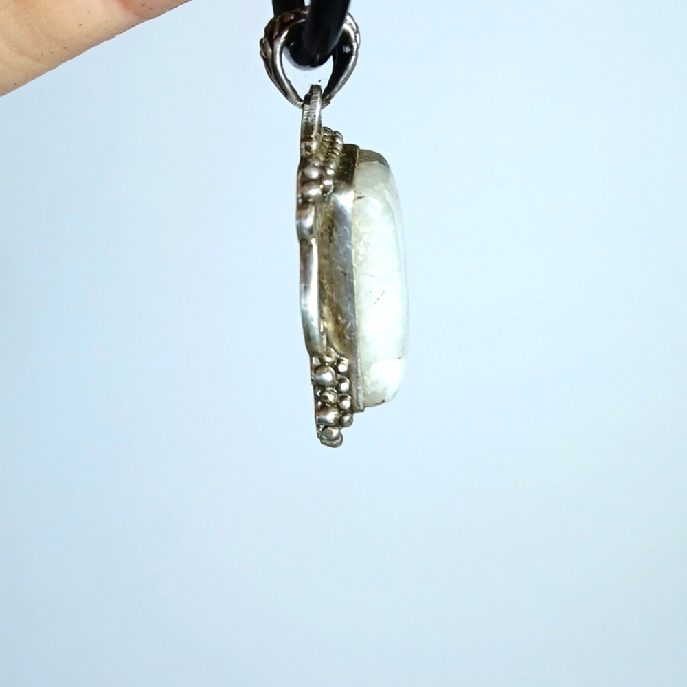 Rainbow Moonstone Rectangular Sterling Silver Pen… - image 4
